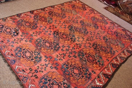 Lovely Old M.A.D. Ersari rug c1880 size 2.40 x 2.07m. Some restoration has been done on this piece and it has also been deep cleaned.        