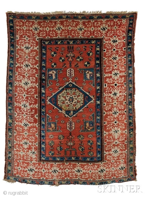 Skinner, Boston 
Auction 2713B 
March 22, 2014, 12:00PM EST 

Bergama Rug
Lot: 101
Estimate: $6,000 - $8,000

For more information visit...

http://m.skinnerinc.com/auctions/2713B?utm_source=rugrabbit&utm_medium=web_ad&utm_campaign=2713B_rugs

This Bergama-area rug, 6'7" by 5'1", is quite similar to plate 4 in Herrmann's
“Von Uschak  ...