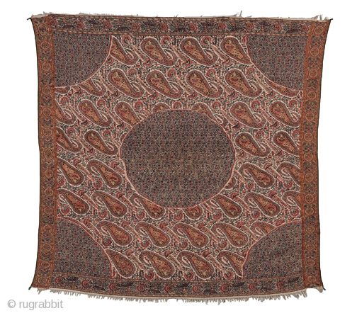 Kashmir “Moon” shawl, 4'11" by 4'10", 1830s. This is a classic middle–period 
Chandar shawl with excellent color and in very good condition.

Skinner, Boston 
Auction 2713B 
March 22, 2014, 12:00PM EST 
Lot: 132

For  ...