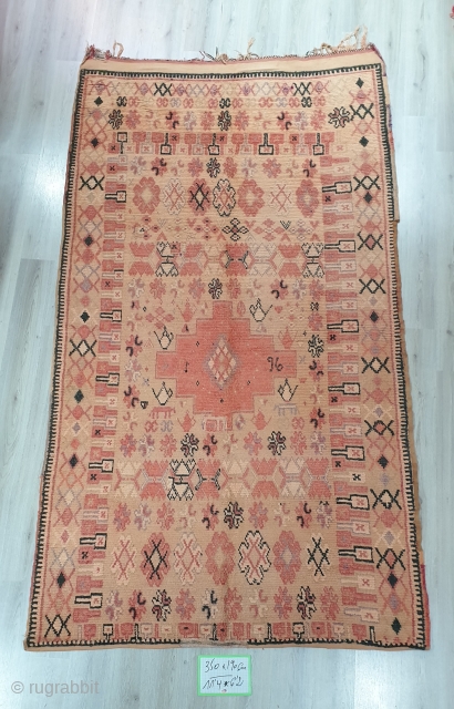 Moroccan rugs: Fine vintage Ait Ouezguit rug from the High Atlas mountains dated 1964..350 × 190 cm / 11'4 * 6'4            