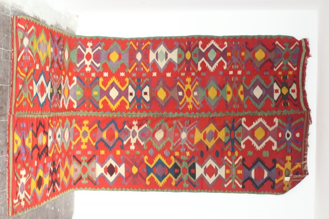 Rare mid 19th c Central Ukraine kilim circa 370 cm x 160

                     