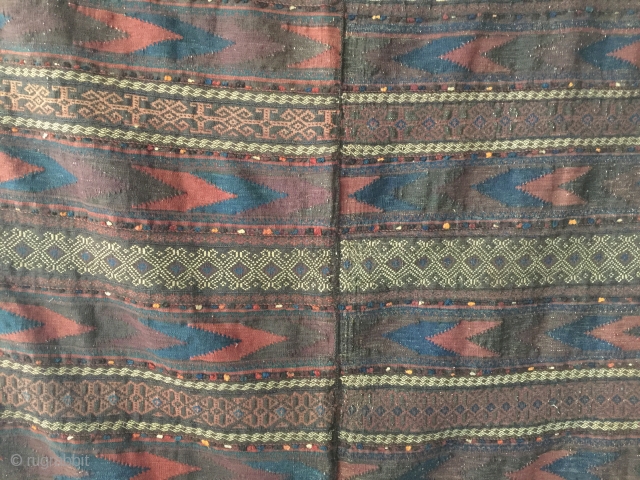 Antique sofreh  second half 19th century  baluch Timuri Kilim  West Afganistan Two panel  12 colors natural dye one insect pınk no repairs Tribal selvedge      ...