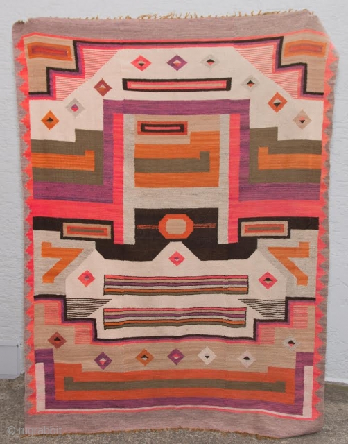 20th century bolivian Blanket/Tapestry  tea dyed cotton warp 1ply
size: circa  240 cm x 140 cm                
