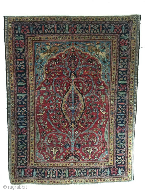 antique Persian prayer rug 145 cm x 185 cm 
                       