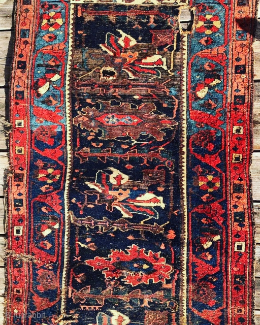 Spectacular Late 18th century Kurdish Runner with various large palmettos  . Found in sylemania Iraq 1980s 
Please ask for more pictures & details         