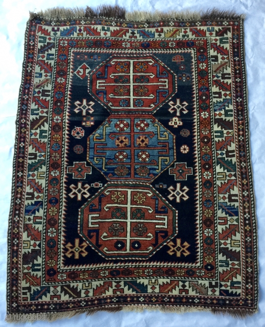 3' 9" x 4' 7" North Caucasus Region in very good condition throughout and with no synthetic dyes.  Price Includes Shipping/U.S.    3 Day Returns.     