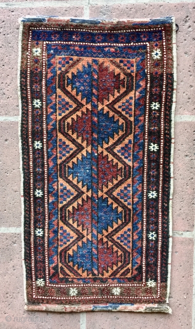 1' 4" x 2' 6" Baluch Balisht, having a rare "apricot" field                     