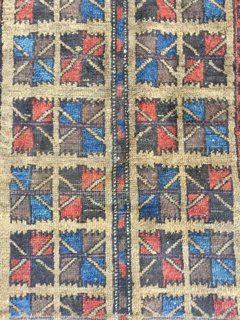 2' 8" x 5' 0" Camel Field Baluch.  Lighter photos show truest colors.                   