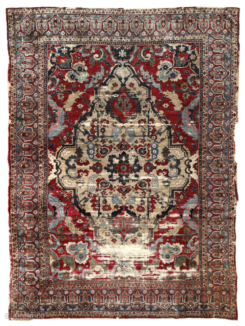 Rare silk rug, senneh rug, mid 19th century - 190 x 135 cm
Early dyes, very fine with significant damage.

£1500 ono             