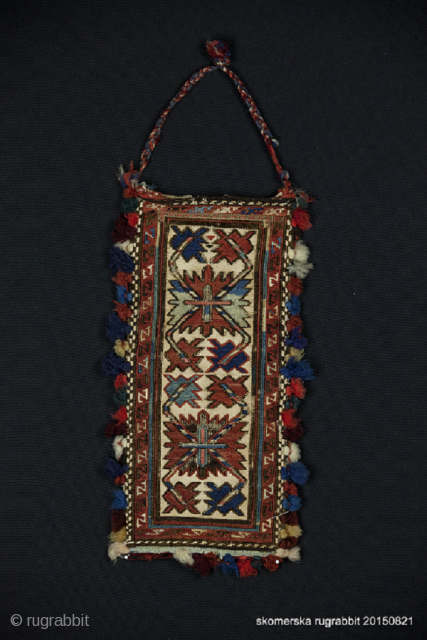 Shahsavan Bag, Size: 8" >< 1'4", 4Q 19th Century
Condition: Excellent, minor blacks corrosion
Origin: Shahsavan Iran
                  