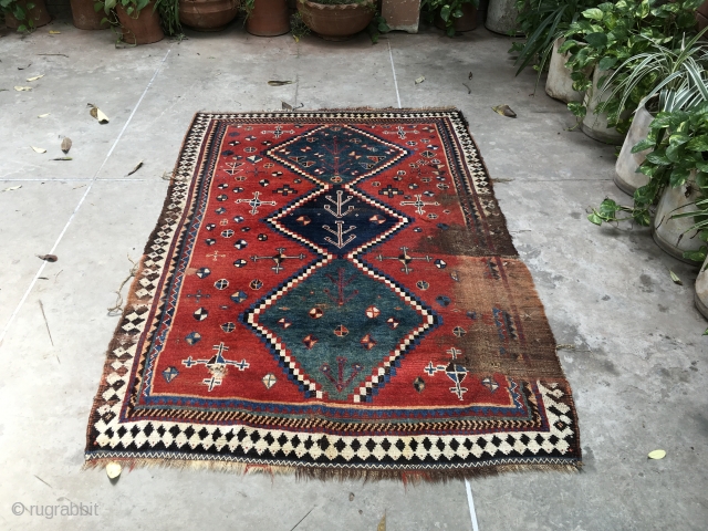Antique Gabbeh rug 
7.5 x 4.3 Ft                          
