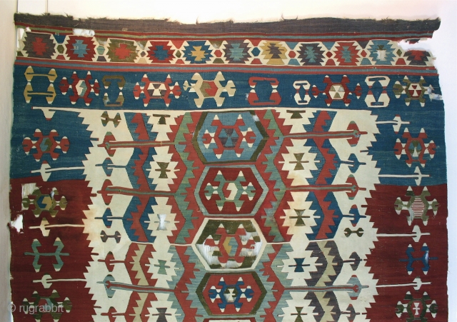 Aksaray Kelim, 18th c. 14' x 6'. This is an unusual kelim from the Aksaray area, or possibly Obruk. It is extremely finely woven and has excellent saturated colors. It is also  ...