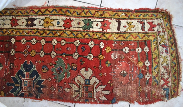 Kuchan Kurd Fragment / circa 1800, or earlier? Size: Fragment, 8' x 2'
I had a smaller piece of this same rug in the Spring. This piece has a bit more pile and  ...