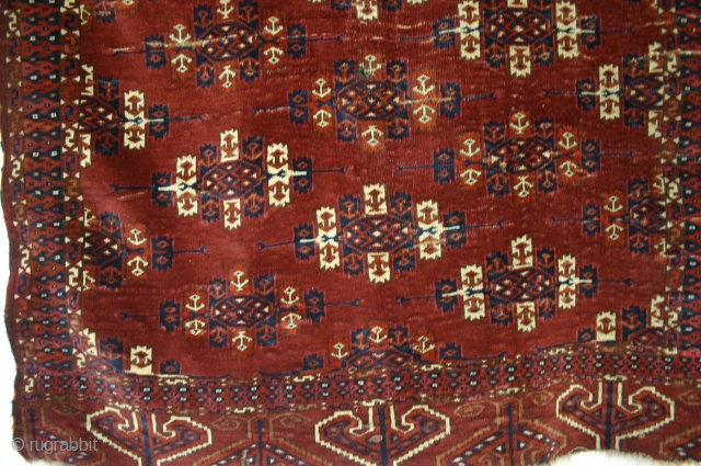 Very old Kepsi Gol Yomut; small format, 6'4" x 3'6" / Ensi size? This rug has a very dense weave, saturated colors, and thick, heavy handle. i think it is before 1800  ...