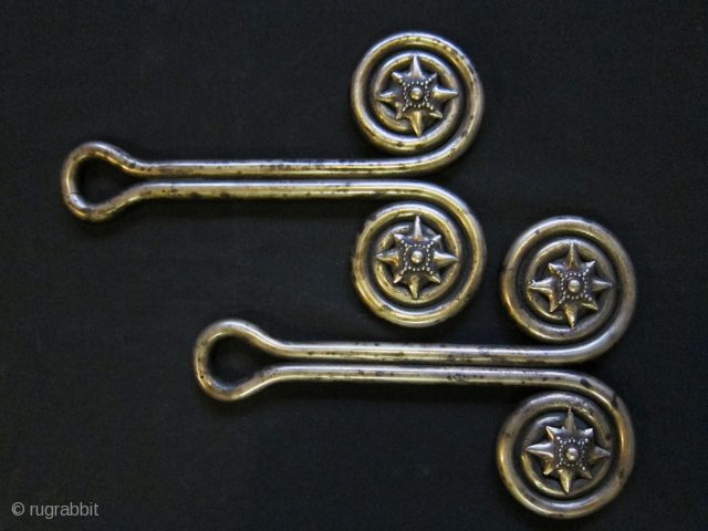 Indonesia - "Padung-Padung" solid cast ear ornaments, silver alloy.  Karo Batak People, North Sumatra.                  