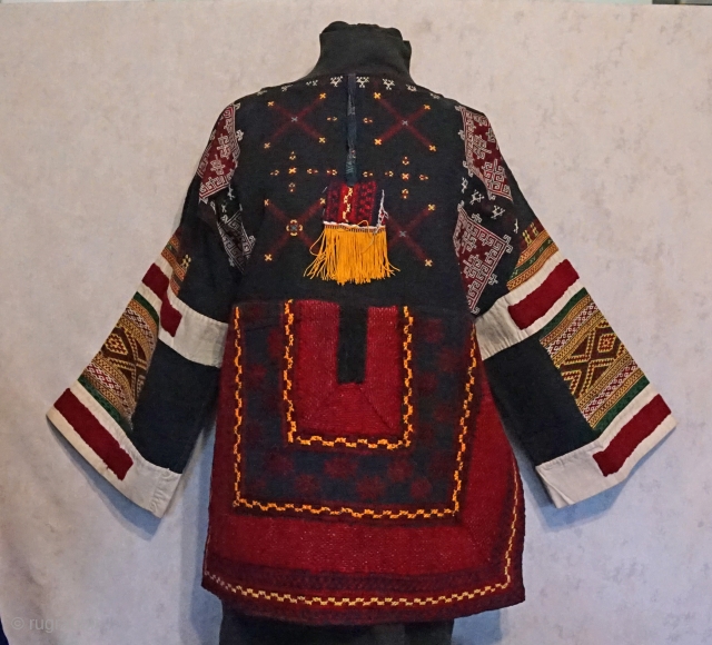 A rare find...Chinese minority festival top from  Nan Dian   90 +  years old 
hand woven cotton fabric with a variety of embroidery techniques using home spun threads...
Jacket is  ...