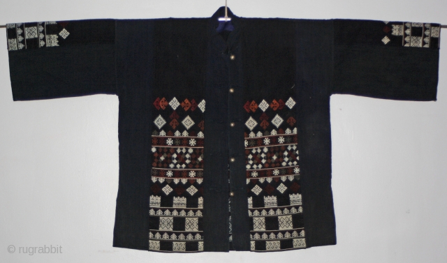 EMT
Chinese Yi Ethnic Minority Jacket from Yunnan Province approx 70 years old 
Textile is handwoven from indigenous plant fiber. The fibers are supposed to "last forever", so jacket will "never show wear"...The  ...