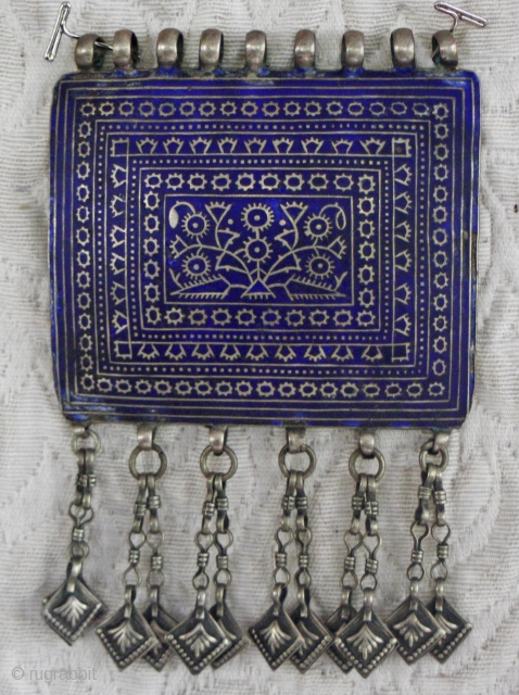 Central Asian Large tribal pendant...on of set of three matching pendants worn by bridgetroom for wedding..piece is almost 5 inches across and 5.5 inches long including drops...I wear this piece hung from  ...