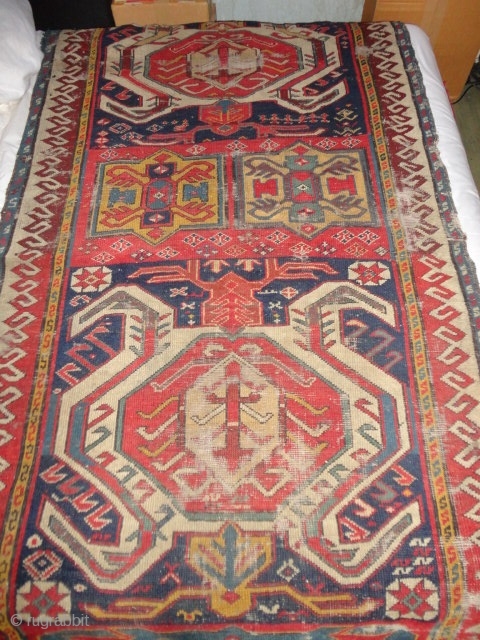   Antique  Lenkoran  about mid 19 th. century 106 X 230 cm.

  Fantastic  colors , some  wear , lose  borders  at  both   ...