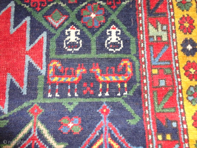  

  Superb  antique  Karrabagh  rug  19 th. century    178 X 267 cm.
  
  wunderfull  Naturel  colours  with   ...