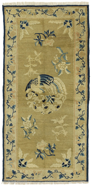 Khotan - China Chinese Carpet Over 100+ years old More info: info@carpetu2.com
Size: 161x78 cm
Thickness: Medium (5-10mm)
Oldness: 100+ (Antique)
Pile - Warp: Wool on Cotton
Node Density: about 300,000 knots per m²    