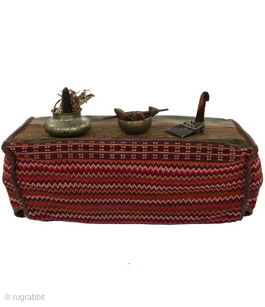 Mafrash - Bedding Bag Persian Woven 

Size: 108x48x32 cm
Thickness: Medium (5-10mm)
Oldness: 60-80 (Antique)
Pile - Warp: Wool on Cotton

email: carpetu2@gmail.com              