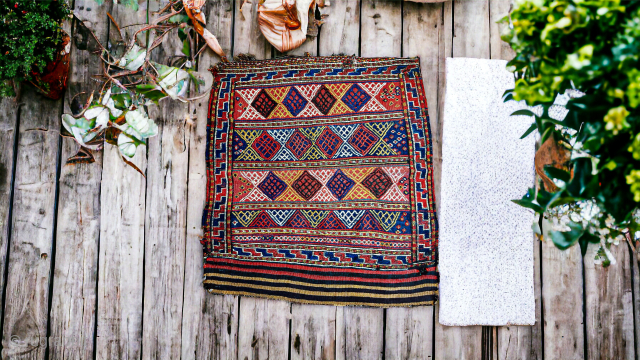 Authentic Vintage Square Bag / Pillow Face in Vibrant Colors (72x78 cm)
​This eye-catching, nearly square handwoven textile piece is an authentic Large Bag Face (Torba) or Pillow Face that reflects the rich  ...