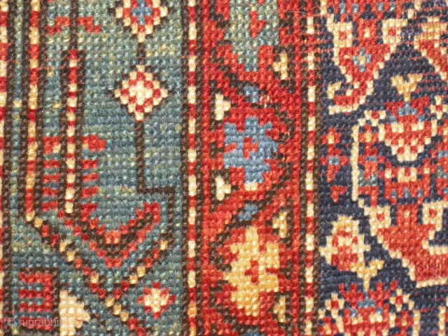 Kurdish rug Fragment - dated around 1885 - nice colours - fresh professional cleaned - terrible condition but soft wool - rare drawing - shipping worldwide possible insured     