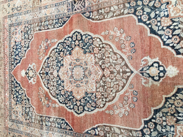 Antique Tabriz - Maybe from around 1910 - well used - one bad repair - would Benefit from a wash - still decorative
Size: 129 cm x 186 cm
     