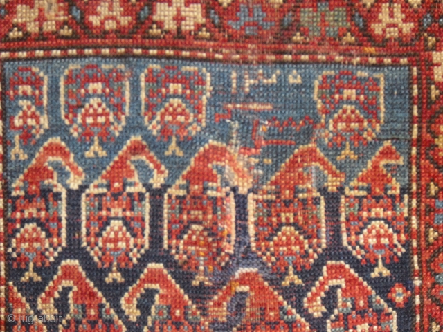 Dated Kurdish/North West Persian Carpet fragmentary Rug - very clean - great natural colors, worn condition - 19th century              