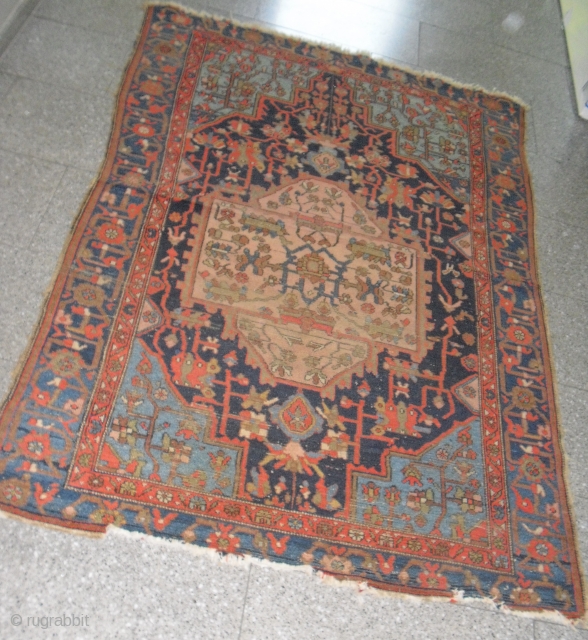 Worn Heriz - Bakshaish - c 1910 - 1,90 mtr x 1,30 mtr - carpet - very elegant and balanced colours, recently washed          