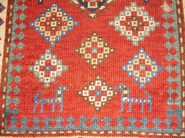 Kazak Antique - c 1850 - very soft and glossy wool, great colours, professional washed - fragmentary/ Size: approx. 79 cm x 117 cm - shipping worldwide possible     