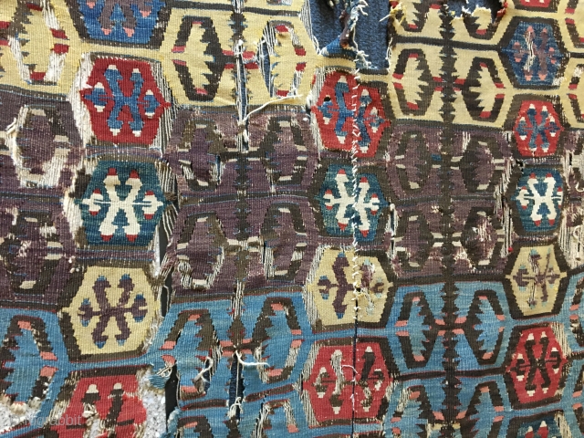 19th century - maybe around 1850 - (Central-) Anatolian Kilim FRAGMENT, great Colors
                    