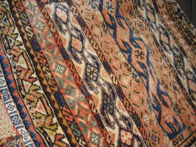 Gaschgai/ Gaschguli Khordjin/ South West Persia - complete - patinated colors - very soft wool with Syrga-Ornaments - probably from 1900            