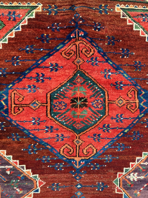 Antique Konya/Karaman rug from a private Turkish collection. Mid 19th century. Saturated, natural dyes. Archaic devices in the cornerpieces. Purple wool wefts and original four-cord purple selvedge. Very good condition, especially for  ...