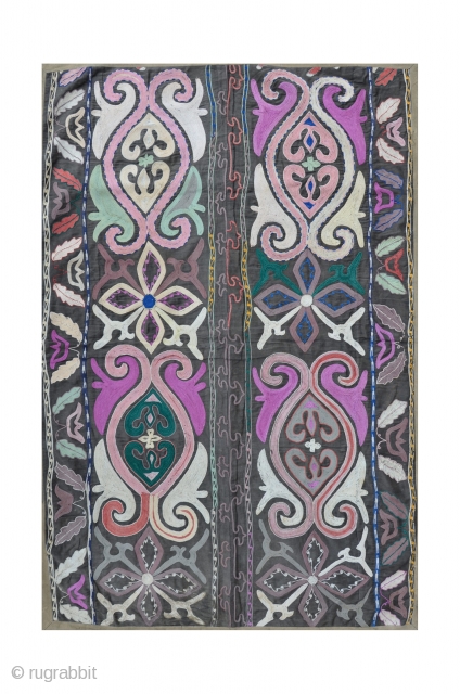 Dagestan Kaitag Silk Embroidery, 118 x 76 cm mounted on linnen                      