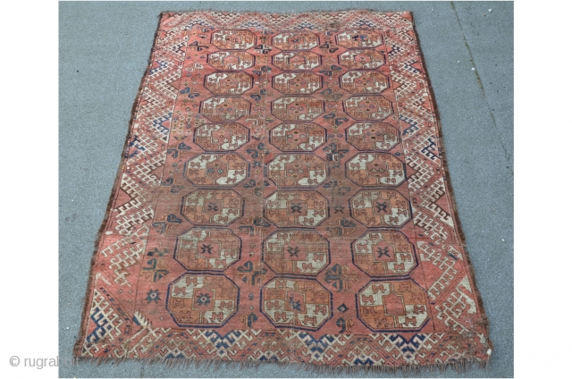 Ersari tauk nuska rug, 199 x 149 cm, floor partially very thin, soft handling.                   