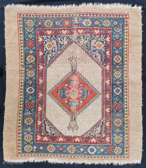 Small square format Hamadan, Camel hair outer borders, 125 x 105 cm                     