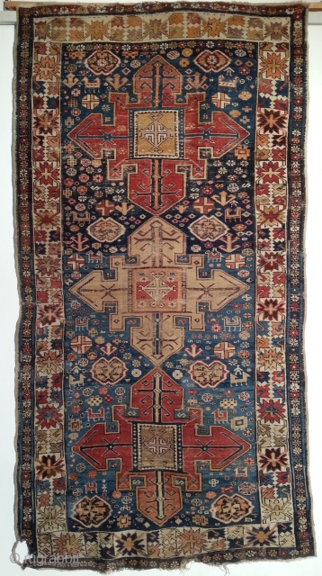 Caucasian carpet with rare designed Medaillons. 278 x 142 cm                       