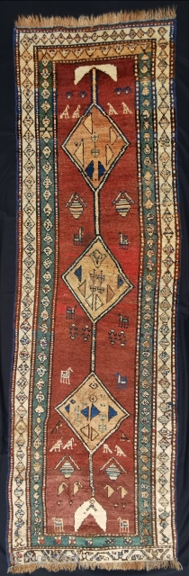 Nomadic North West Persian runner, some camel hair ground color at the Medallions, 257 x 81 cm                