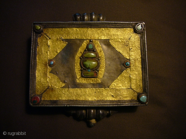  Western Tibet Ngari Purang Noble Gau Charmbox,Silver Gold 19th Century.                      