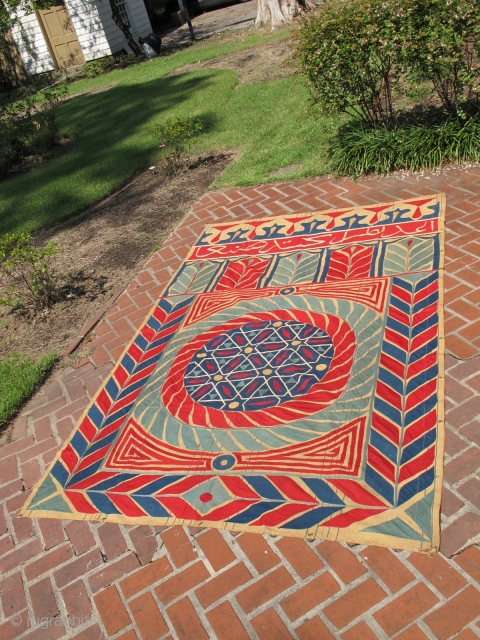 Huge inscribed antique Ottoman Egyptian tapestry appliqué panel. Approx  6ft x 10 ft                   