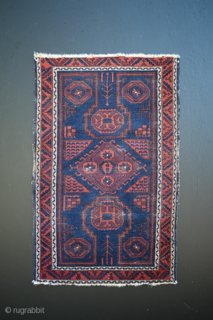 Antique Baluch with Bergama, Karachoff and Chinese influence. Great Purple                       