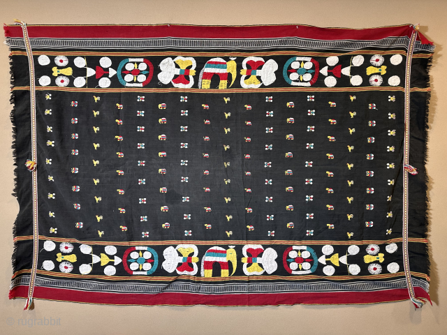 Indian Manipur shawl from Angami Naga 81 x 55 inches                       