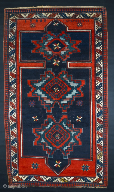 Antique inscribed Armenian rug dated 1908. 4x8.                          