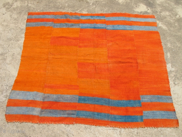 Antique Tibetan rug / heavy textile. It is wool and large and heavy -- 6ft x 8ft. unusual ZIGZAG weave pattern. Excellent Condition          