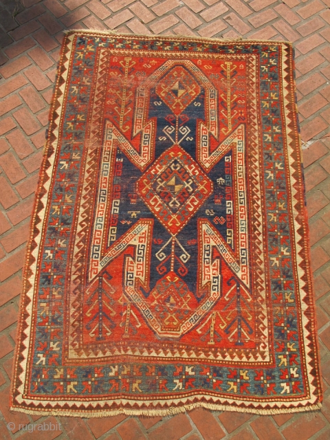 XIXth C. Armenian Sevan Kazak. Has fold repair, otherwise all original. A + colors.                   