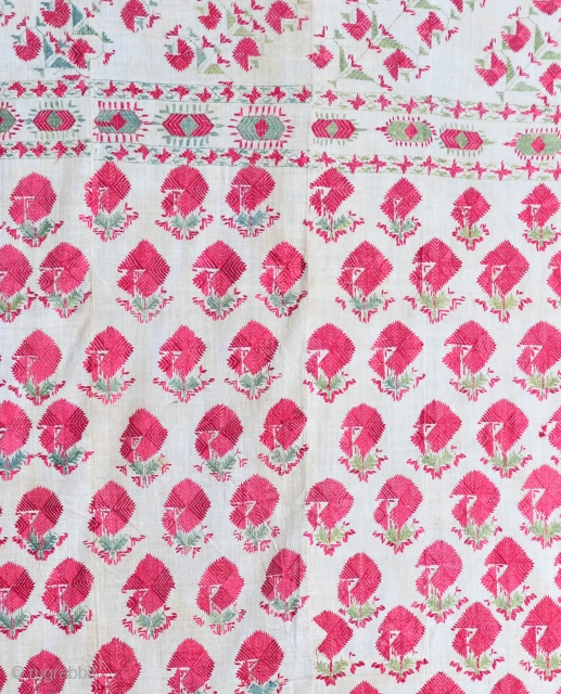 Early Antique Tirma Bagh Phulkari 51 x 95 inches. Good Condition. Slightly oblong. As found.                  