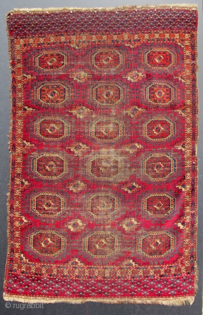 Early prototypical Turkoman Saryk.
65 x 41 inches. Finest imaginable weave.
                       