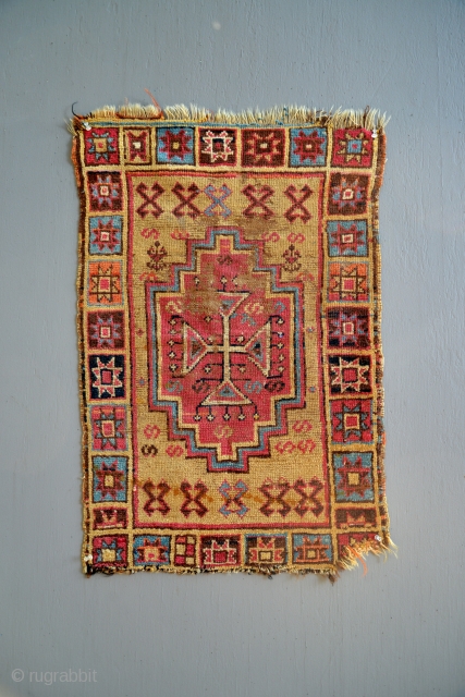 Very early Anatolian Armenian Yastik with fabulous colors.                         